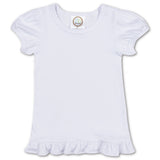 Girls Toddler White Ruffle T Shirt....     Customize Lettering with our DESIGN STUDIO....     Press CUSTOMIZE IT!!